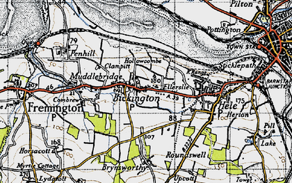 Old map of Bickington in 1946