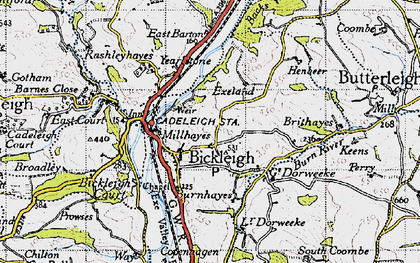 Old map of Bickleigh Castle in 1946