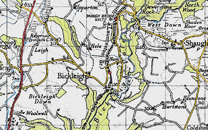 Old map of Bickleigh in 1946