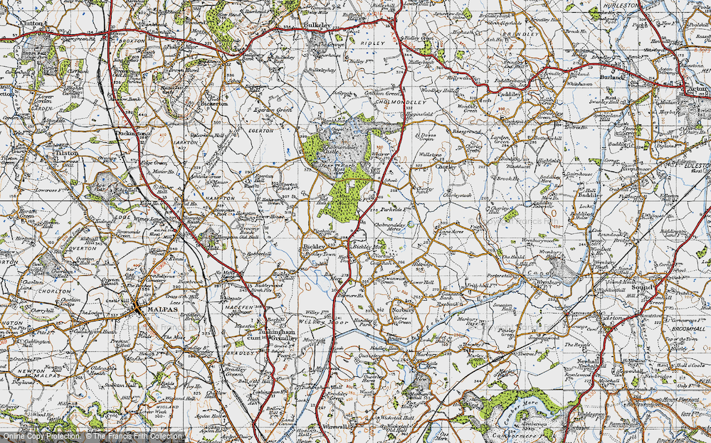 Old Map of Bickley Moss, 1947 in 1947