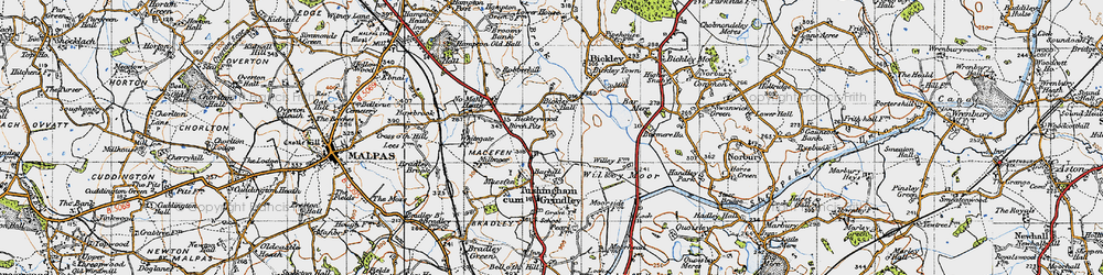 Old map of Bar Mere in 1947