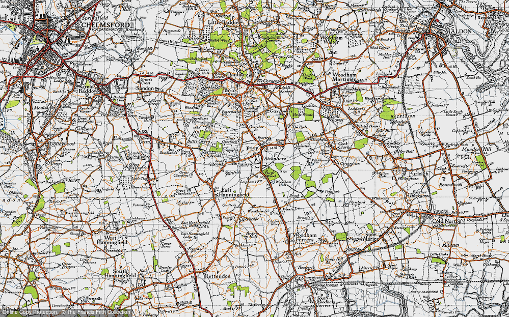 Old Map of Bicknacre, 1945 in 1945
