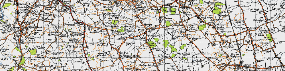 Old map of Bicknacre in 1945