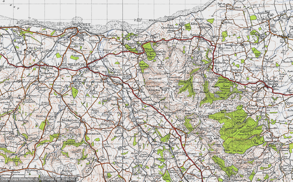Old Map of Historic Map covering Black Ball Hill in 1946