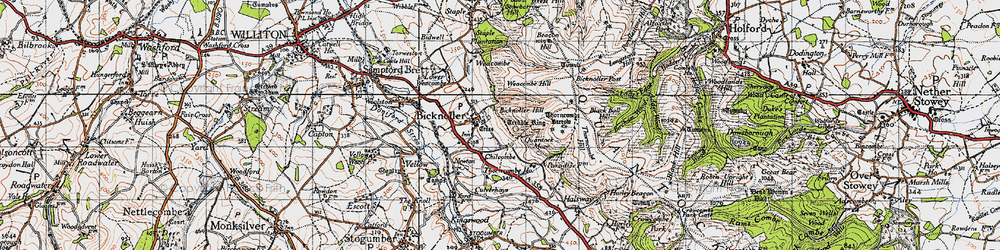 Old map of Black Ball Hill in 1946
