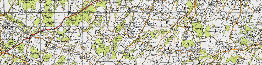 Old map of Bicknor in 1946