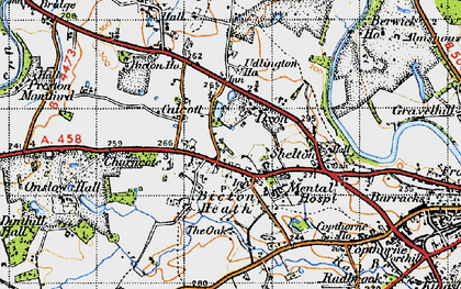 Old map of Bicton Heath in 1947