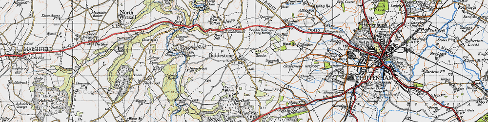 Old map of Biddestone in 1946
