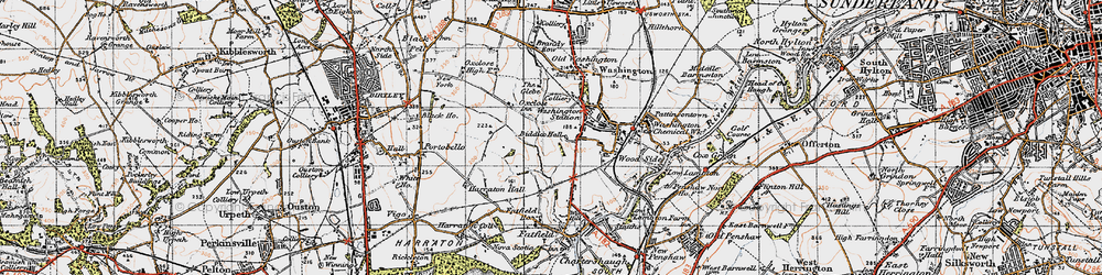 Old map of Biddick in 1947
