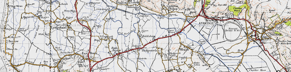Old map of Biddisham in 1946