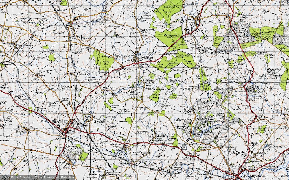 Old Map of Historic Map covering Biddlesden Ho in 1946