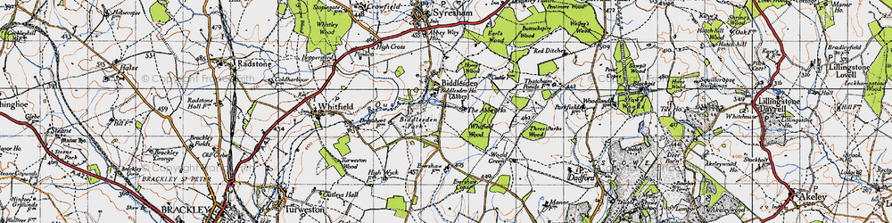 Old map of Whitfield Wood in 1946