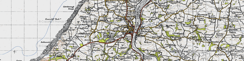 Old map of Bideford in 1946