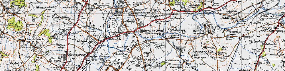 Old map of Bidford-on-Avon in 1946