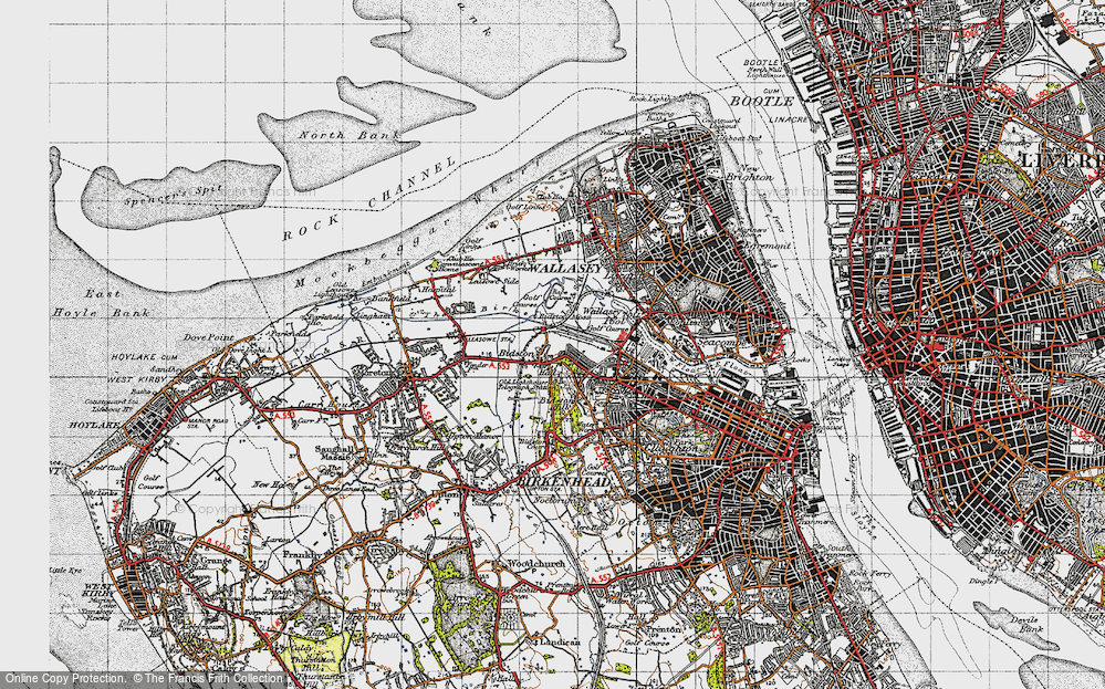 Old Map of Historic Map covering Bidston Moss in 1947