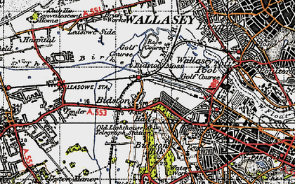 Old map of Bidston in 1947