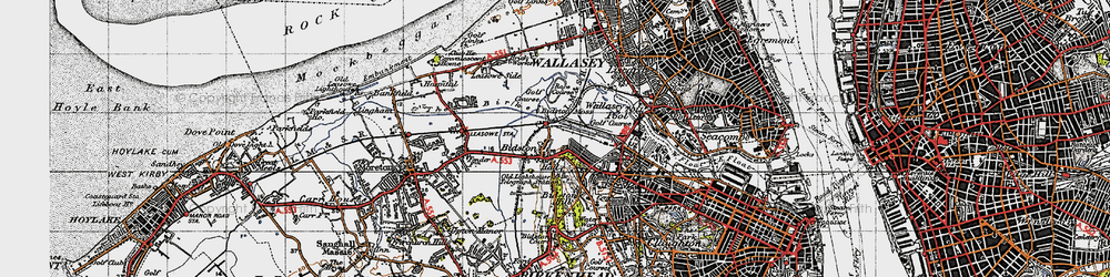 Old map of Bidston in 1947