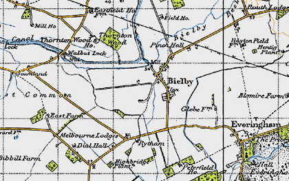 Old map of Bielby Beck in 1947