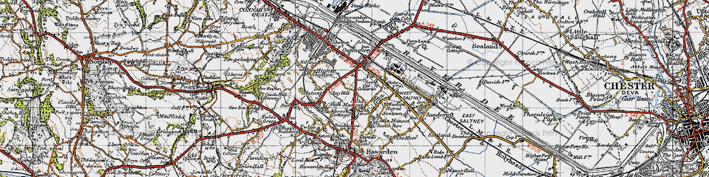 Old map of Big Mancot in 1947