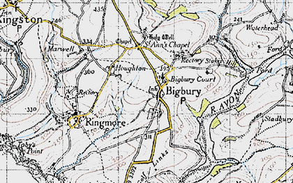 Old map of Bigbury Court in 1946