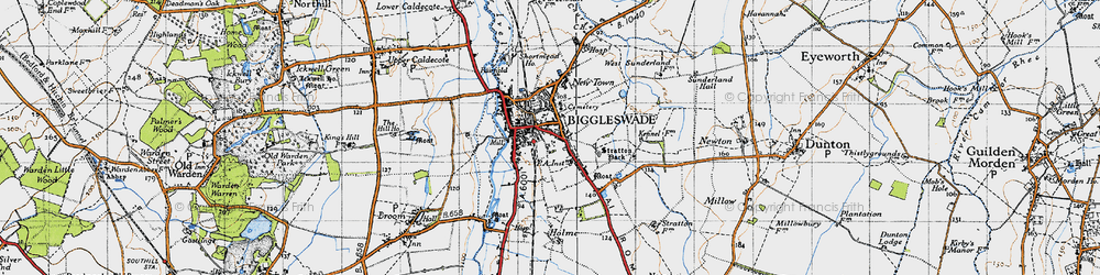 Old map of Biggleswade in 1946
