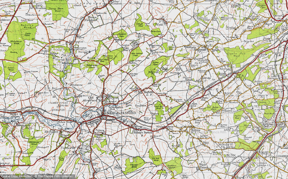 Old Map of Bighton, 1945 in 1945