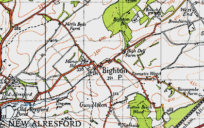 Old map of Bighton Manor in 1945