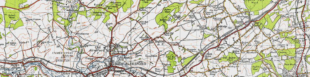 Old map of Bighton Manor in 1945