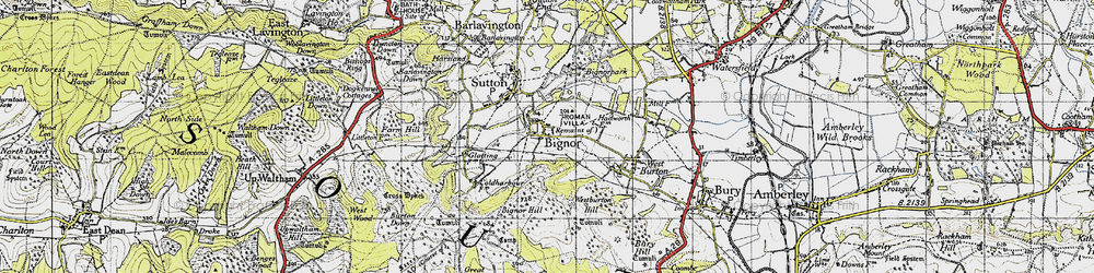 Old map of Bignor Hill in 1940