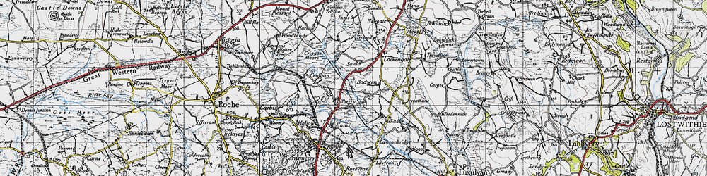 Old map of Bilberry in 1946