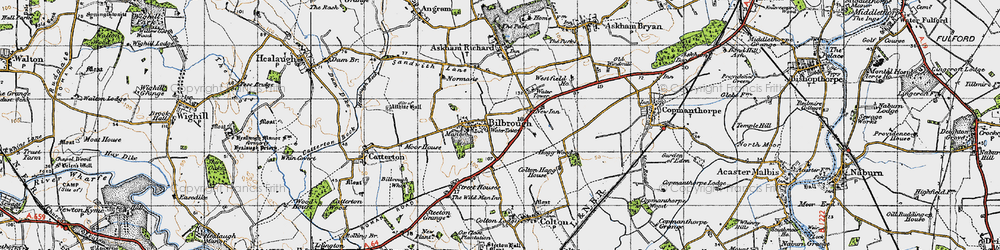 Old map of Bilbrough in 1947