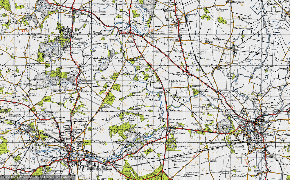 Old Map of Bilby, 1947 in 1947