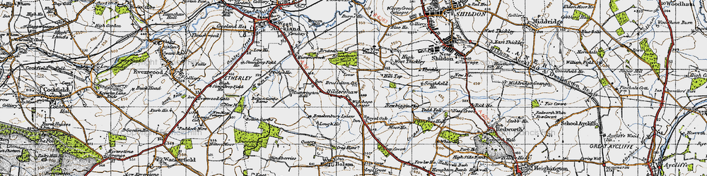 Old map of Brusselton Wood in 1947
