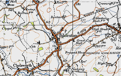 Old map of Bildeston in 1946