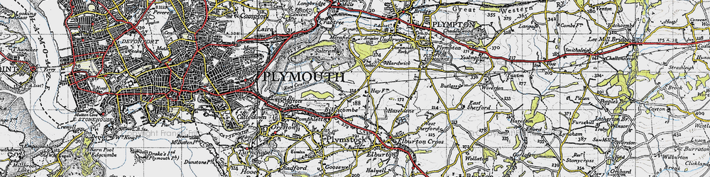 Old map of Billacombe in 1946
