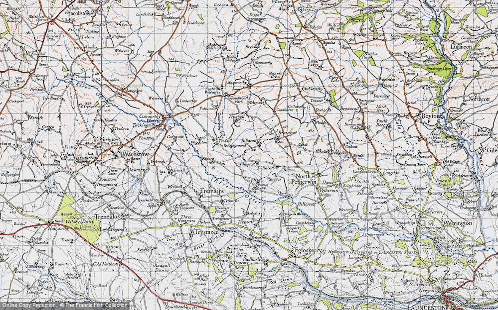 Old Map of Historic Map covering Winnacott in 1946