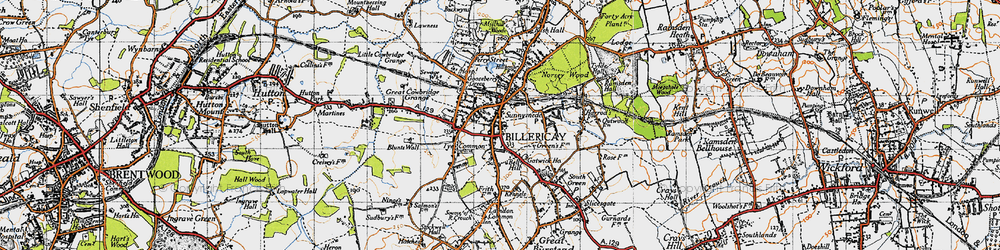 Old map of Billericay in 1946