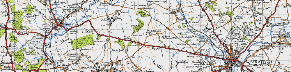 Old map of Upper Billesley in 1947