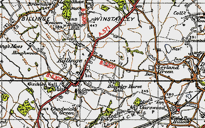 Old map of Billinge in 1947