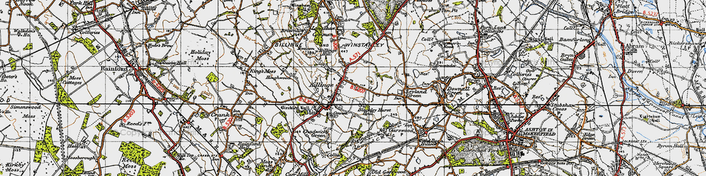 Old map of Billinge in 1947