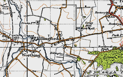 Old map of Billingford Common in 1946