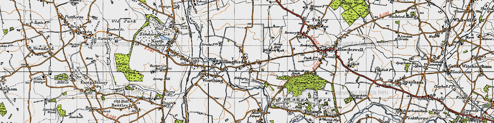Old map of Billingford in 1946