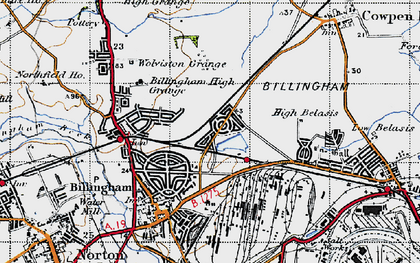 Old map of Billingham Beck in 1947