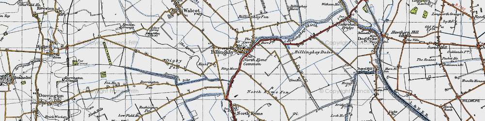 Old map of Billinghay Dales in 1946