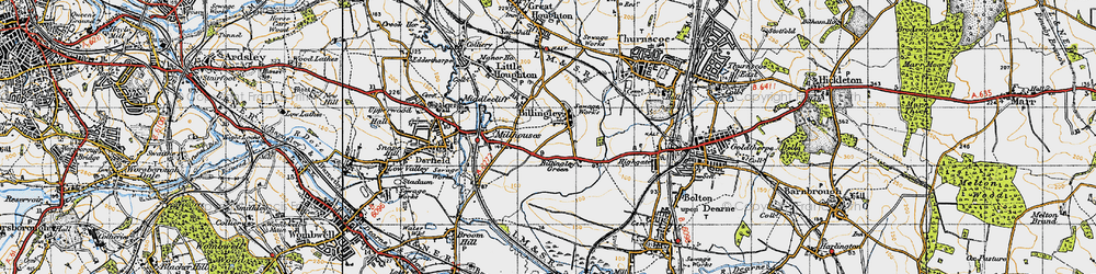 Old map of Billingley in 1947