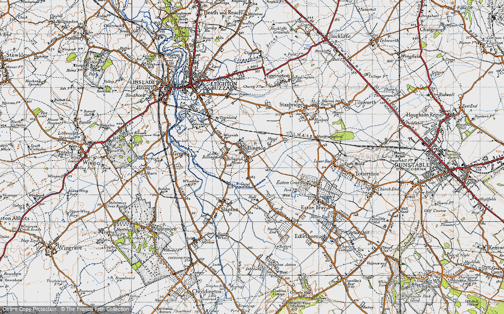 Old Map of Historic Map covering Billington Manor in 1946