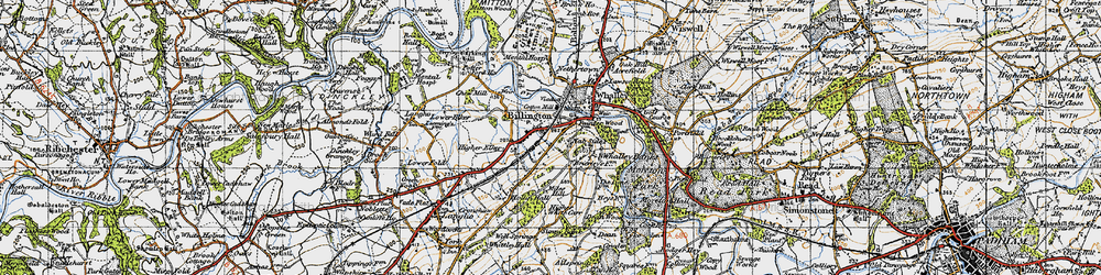 Old map of Billington in 1947