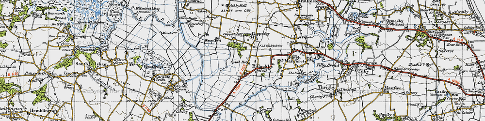 Old map of Billockby in 1945