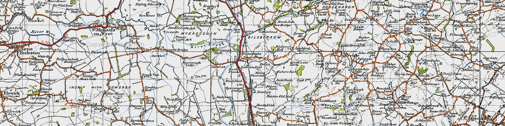 Old map of Bilsborrow in 1947