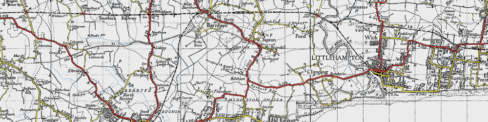 Old map of Bilsham in 1945